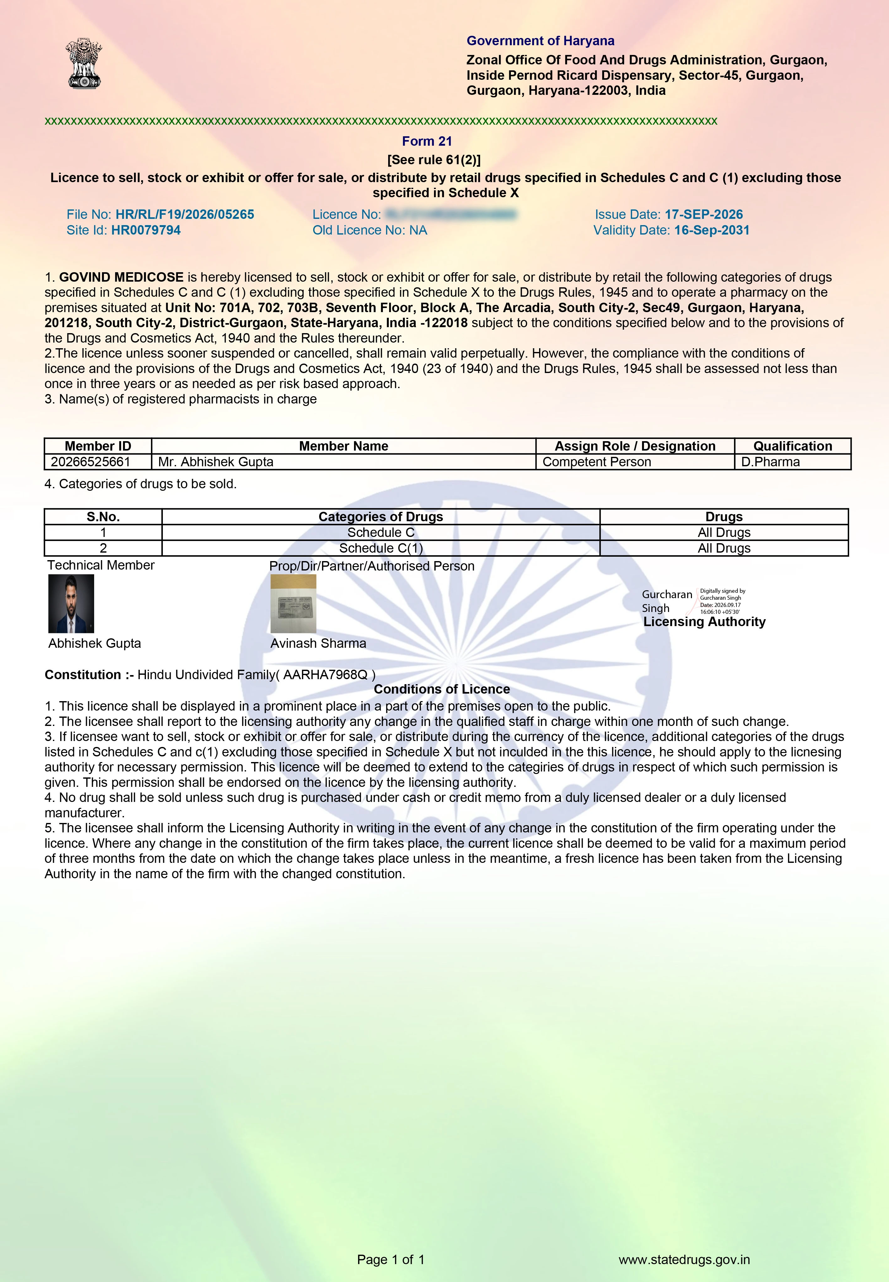 PSR Compliance Certificate 1